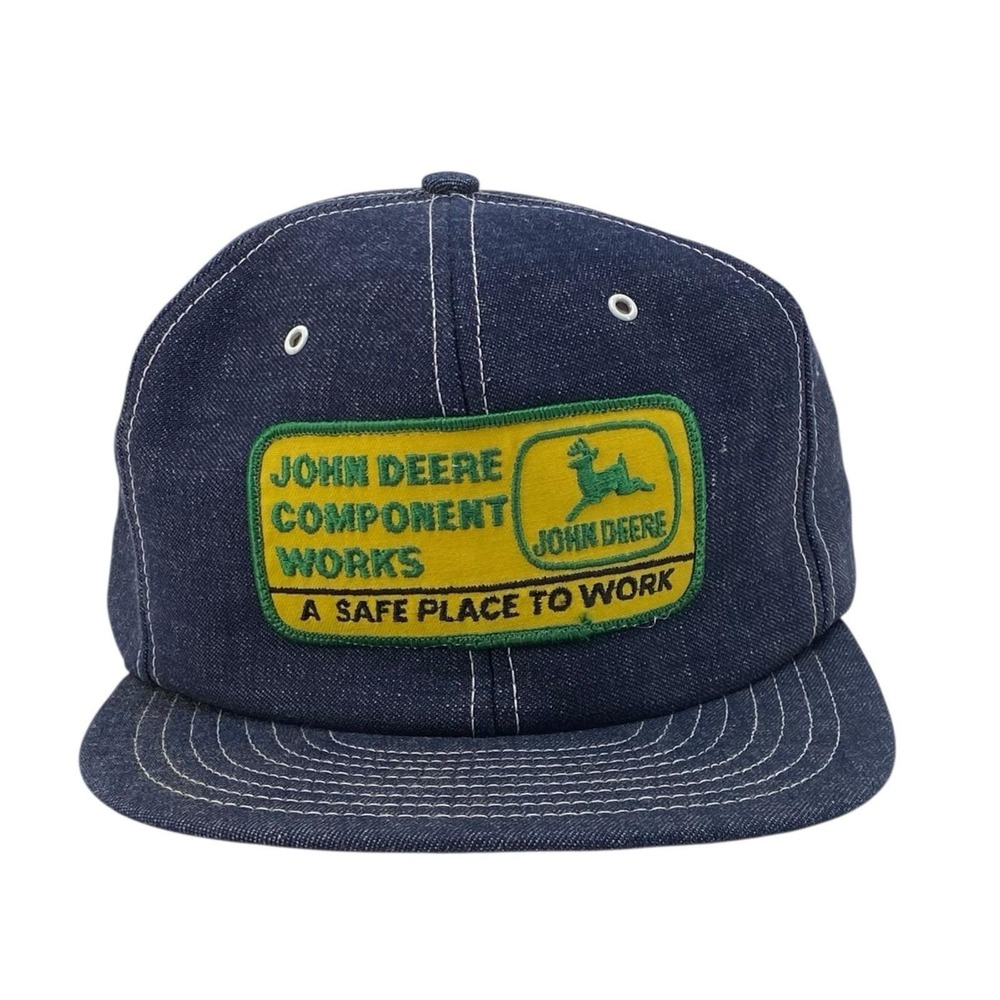 Vintage John Deere Component Works Denim Blue Snapback Hat‎ Louisville MFG